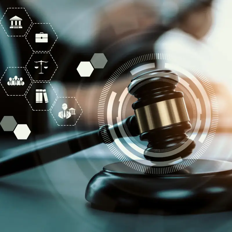 Smart law, legal advice icons and lawyer working tools in the lawyers office showing concept of digital law and online technology of astute law and regulations Smart law, legal advice icons and lawyer working tools in the lawyers office showing concept of digital law and online technology of astute law and regulations